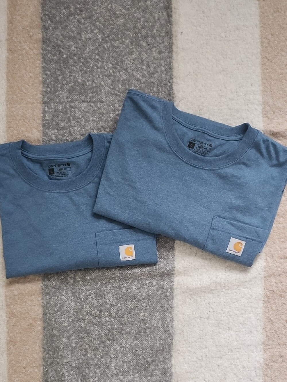 Lot of 2 Carhartt Long Sleeve Pocket T-Shirts Heather Blue Mens XL NWOT